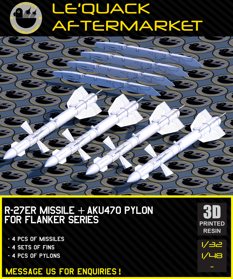R-27ER MISSILE + AKU470 PYLON FOR FLANKER SERIES Scale Model