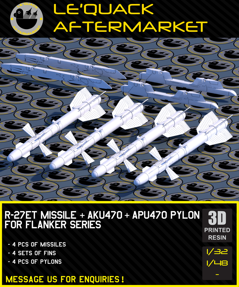 R-27ET MISSILE + AKU470 PYLON FOR FLANKER SERIES Scale Model