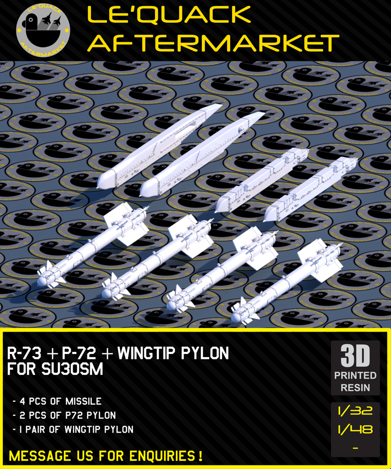 R-73 + P-72 + WINGTIP PYLON for SU-30SM Scale Model