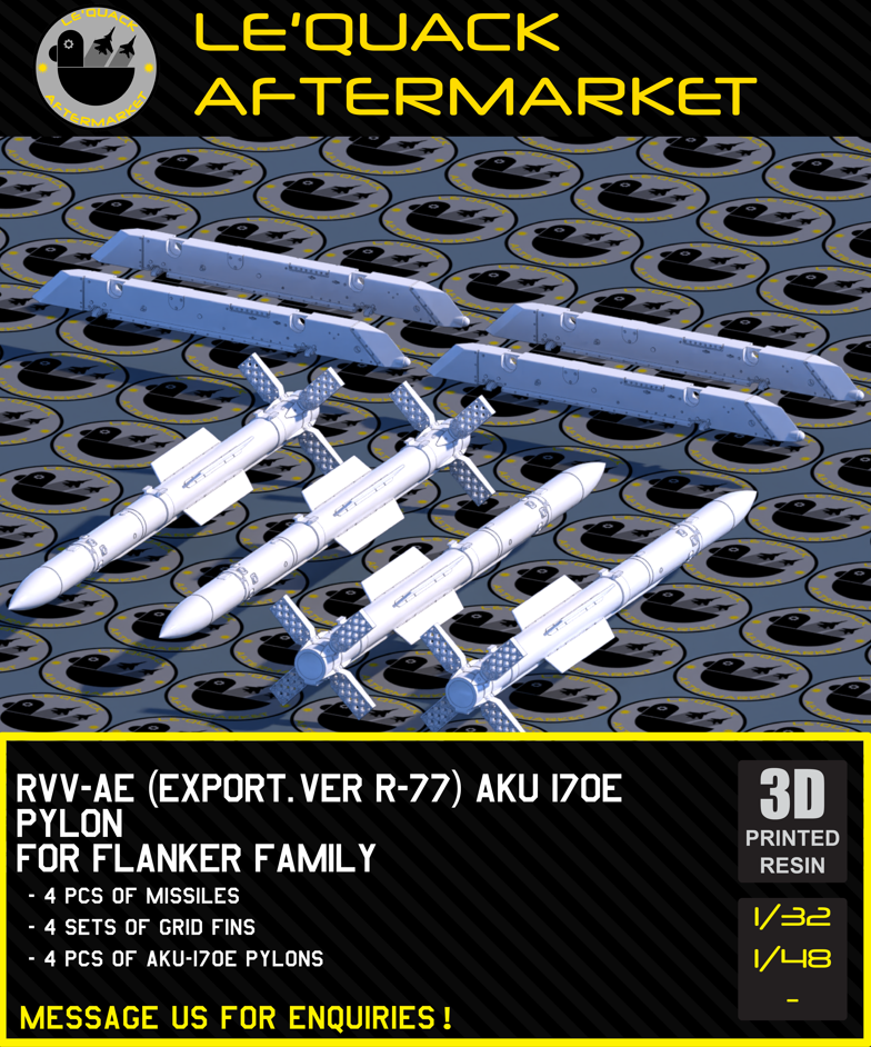 RVV-AE (EXPORT VER. R-77) + AKU-170E PYLON FOR FLANKER SERIES Scale Model