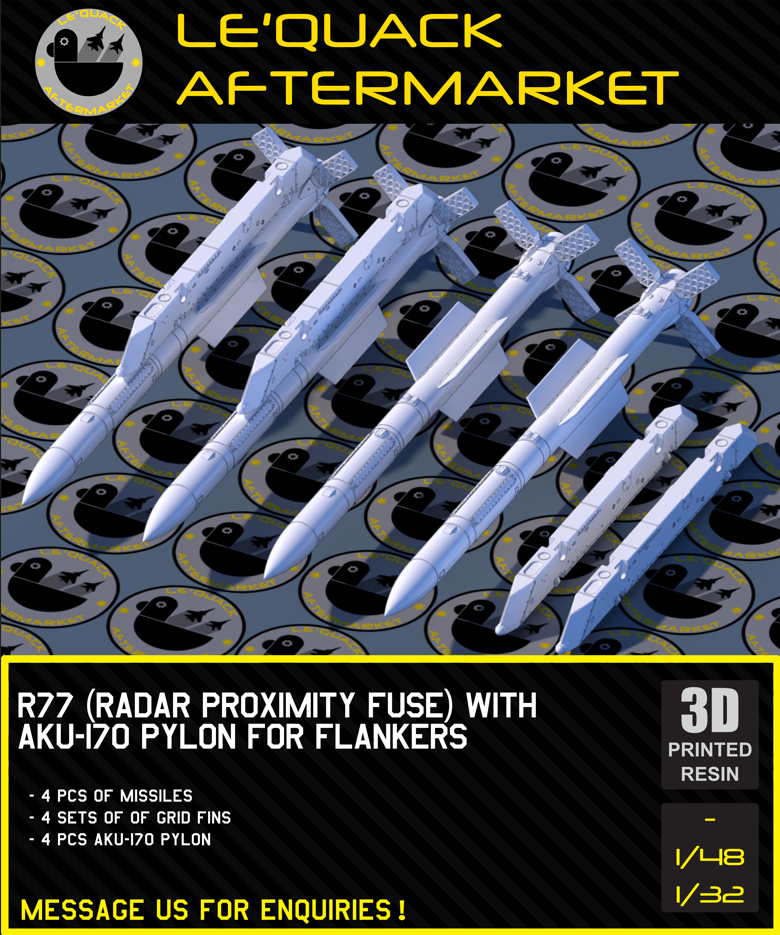 R-77 (RADAR PROXIMITY FUSE) + AKU-170 PYLON FOR FLANKER SERIES Scale Model